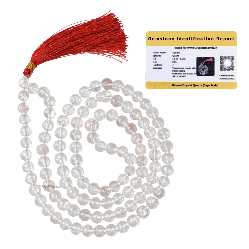 Sphatik Mala - B Grade 108 Beads (7mm) (Hand Knotted)