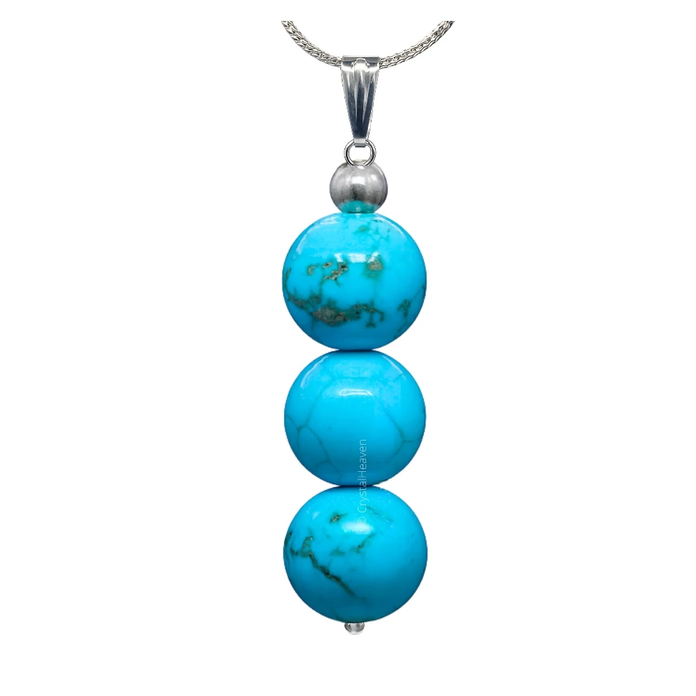Magnesite Turquoise Crystal Bead Necklace (Silver)