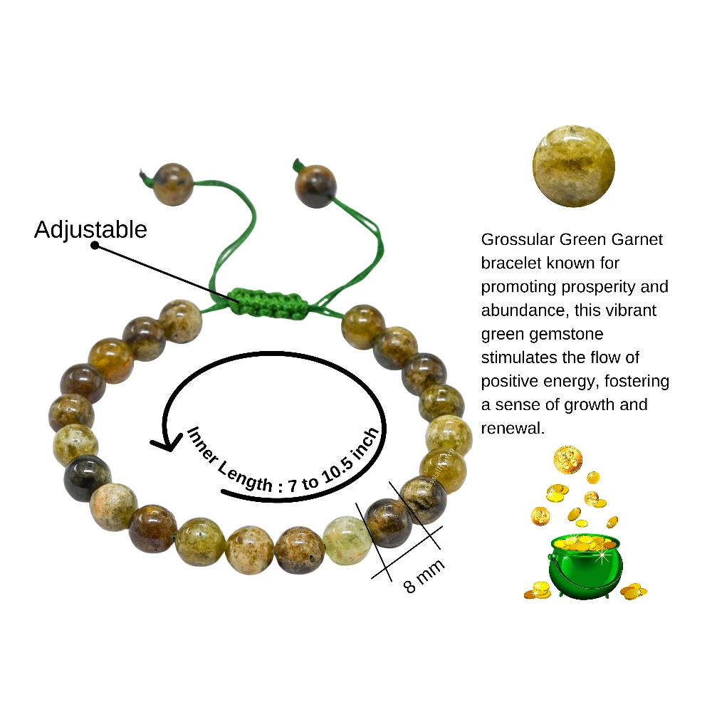 Grossular Green Garnet Bracelet (Adjustable)