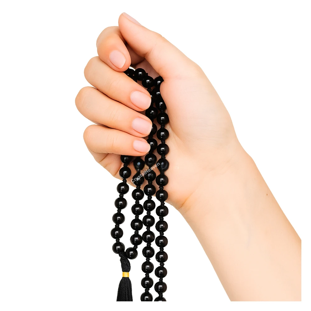Black Sulemani Hakik Japa Mala (Hand Knotted)