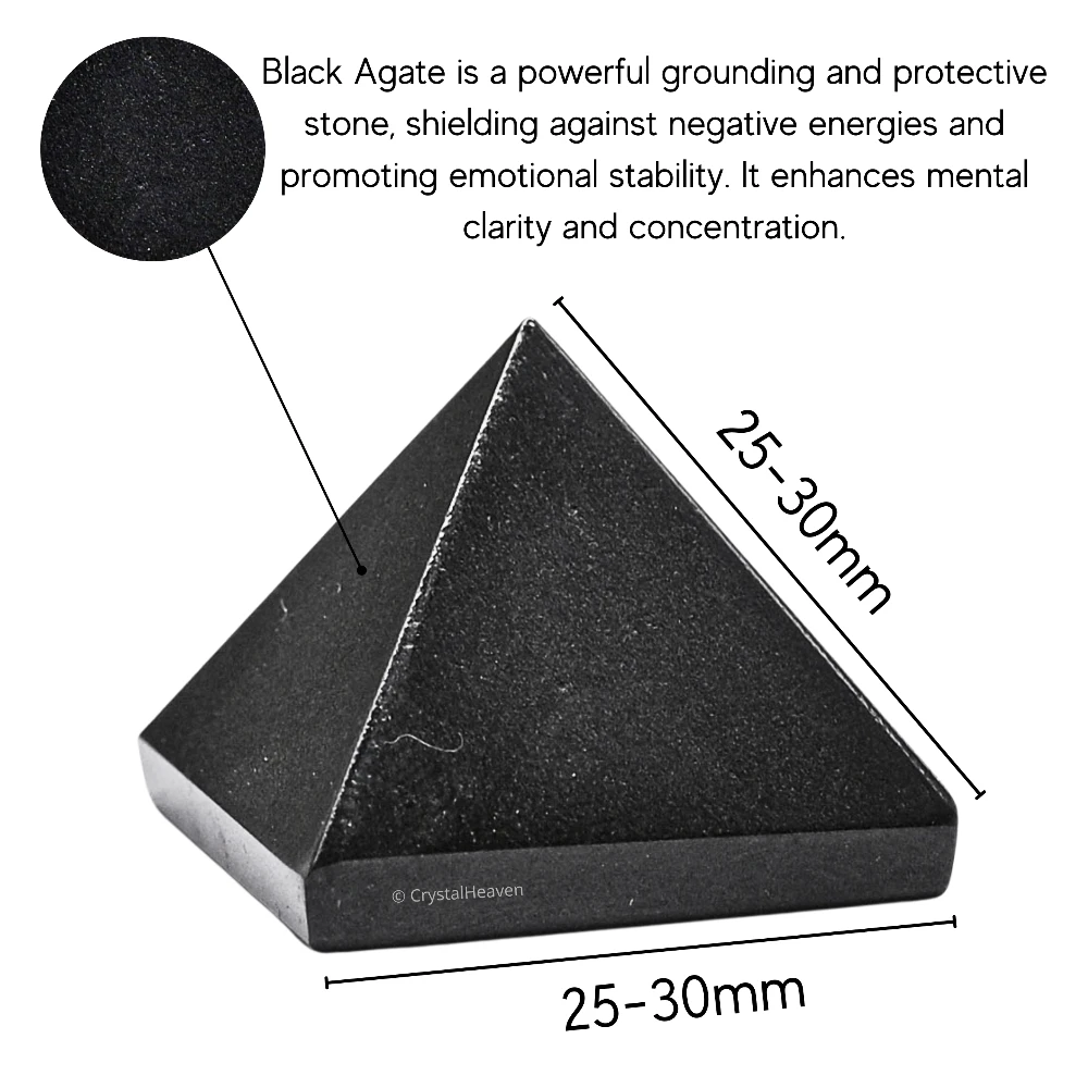 Black Agate Pyramid (1 Inch)