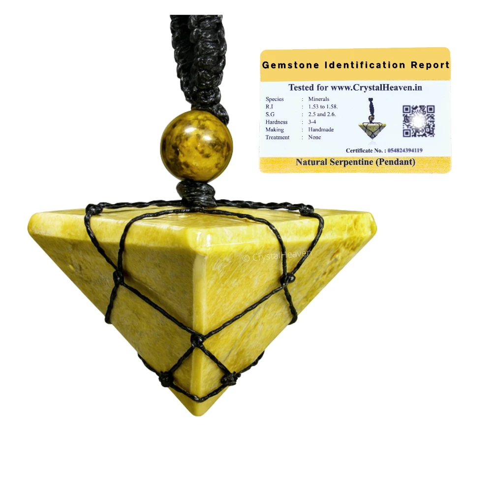 Serpentine Pyramid Macrame Pendant Necklace