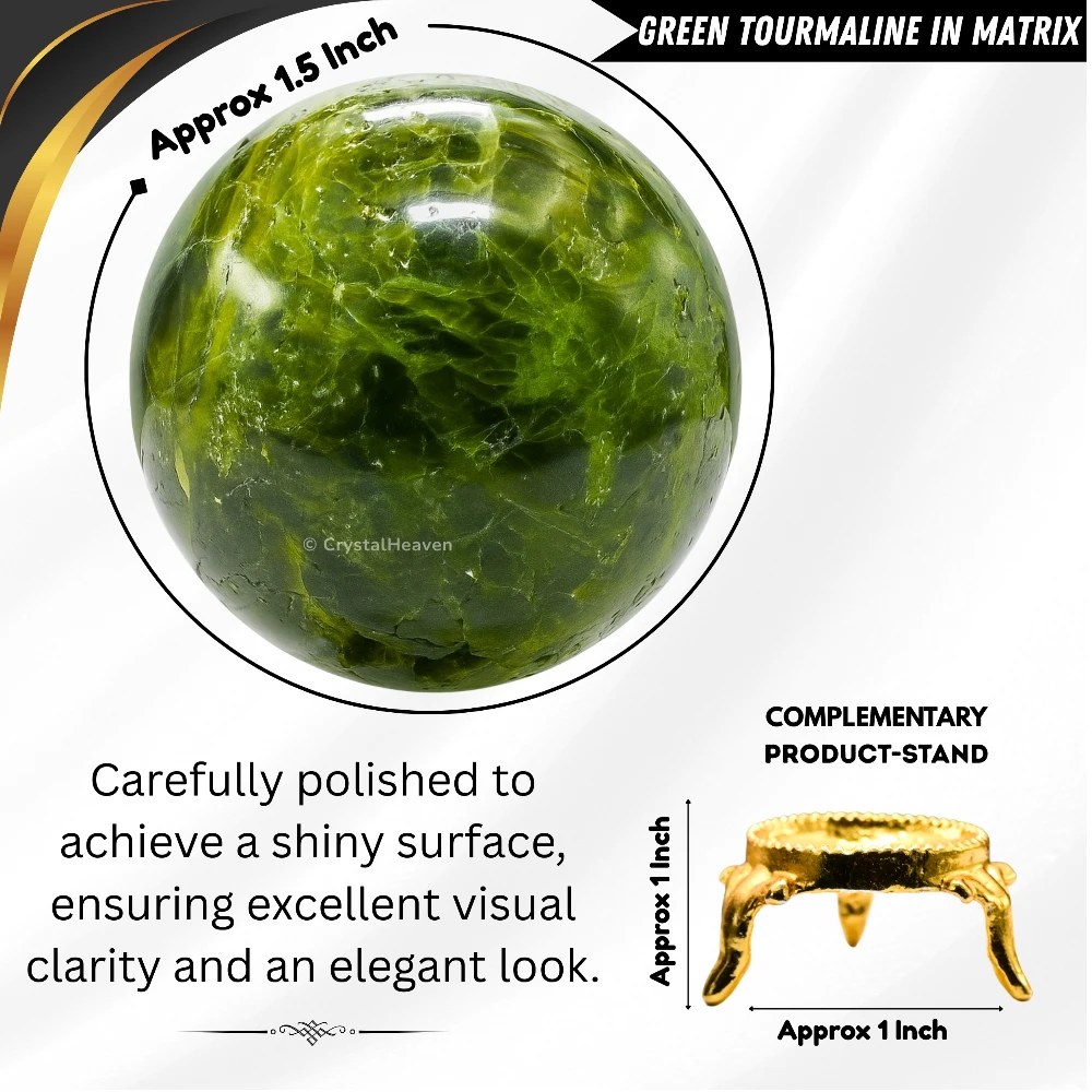 Green Tourmaline In Matrix Sphere (1.5 Inch)