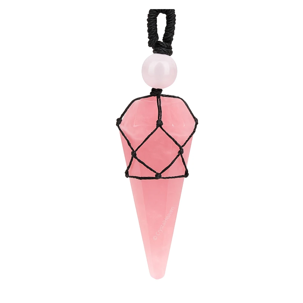 Rose Quartz Pendulum Pendant Necklace (Macrame)