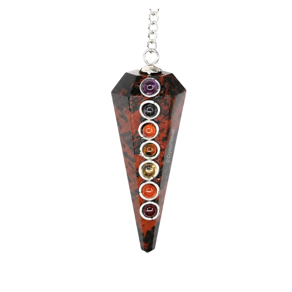 Mahogany Obsidian Pendulum with Chakra Beads