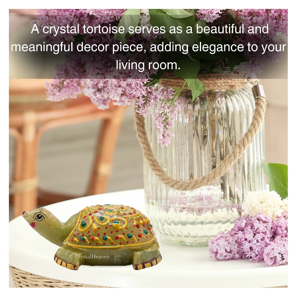Green Aventurine Crystal Gemstone Hand Painted Tortoise (3-4 Inch)