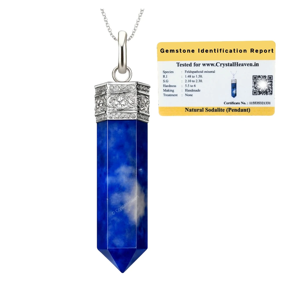 Sodalite Necklace - Pencil Point (Silver)