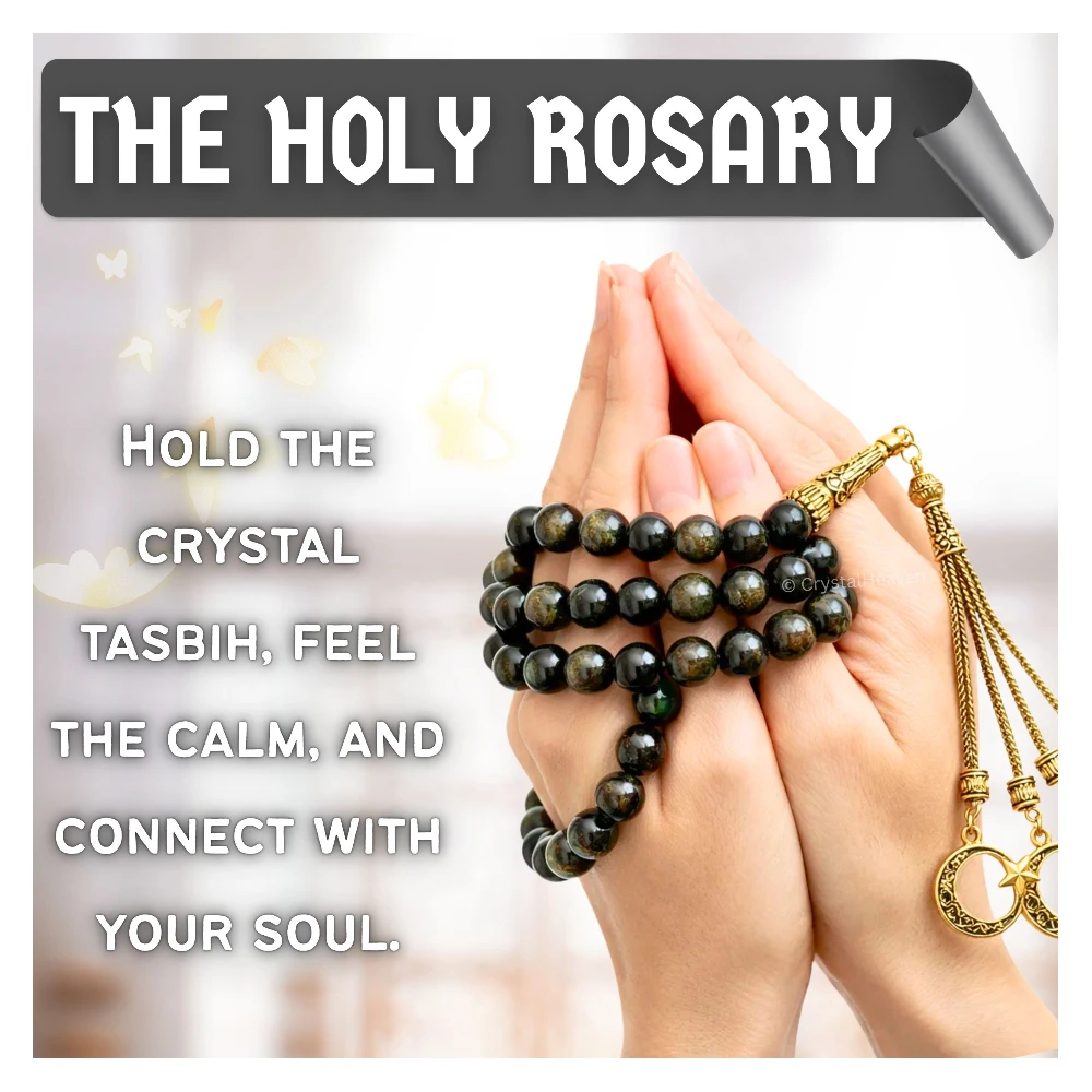 Gold Sheen Obsidian Crystal Tasbih (Gold)