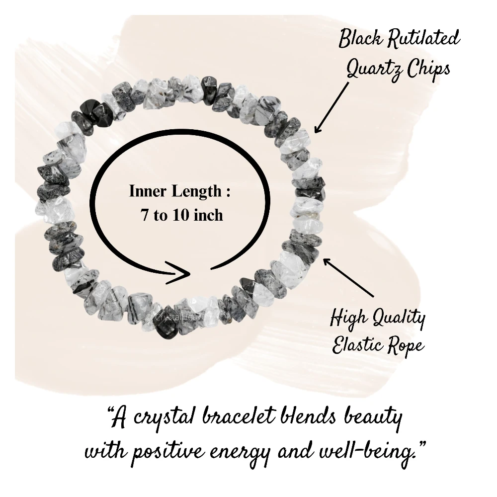 Black Rutilated Quartz Chips Bracelet