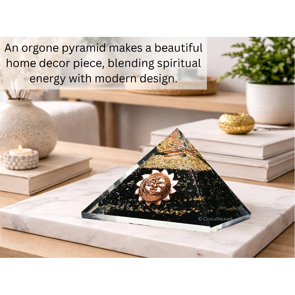 Shungite Orgone Pyramid (Sun Face)