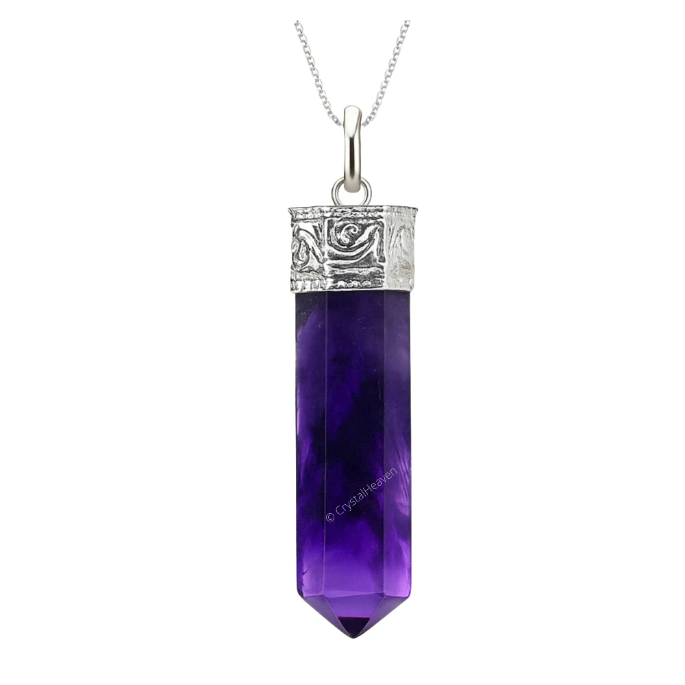 Amethyst Necklace - Pencil Point (Silver)