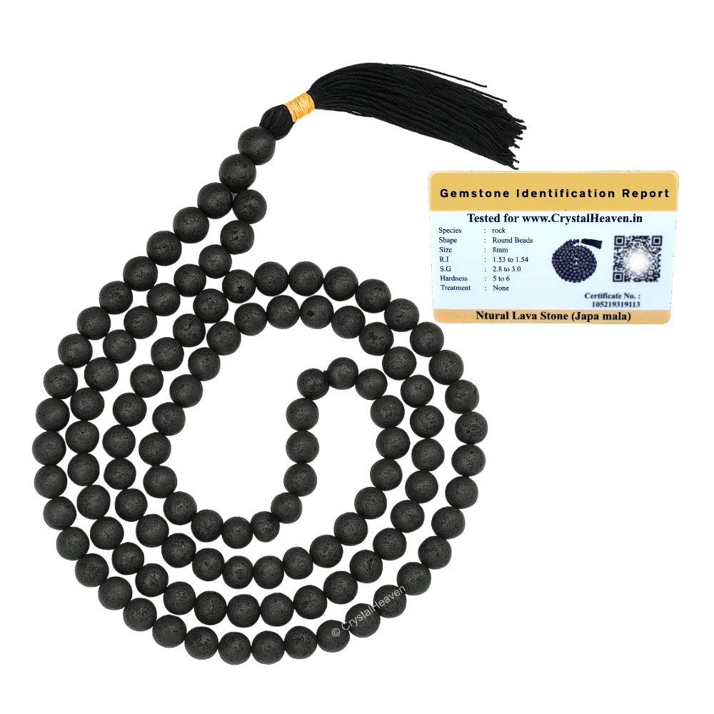 Lava Stone Japa Mala (Without Knot)