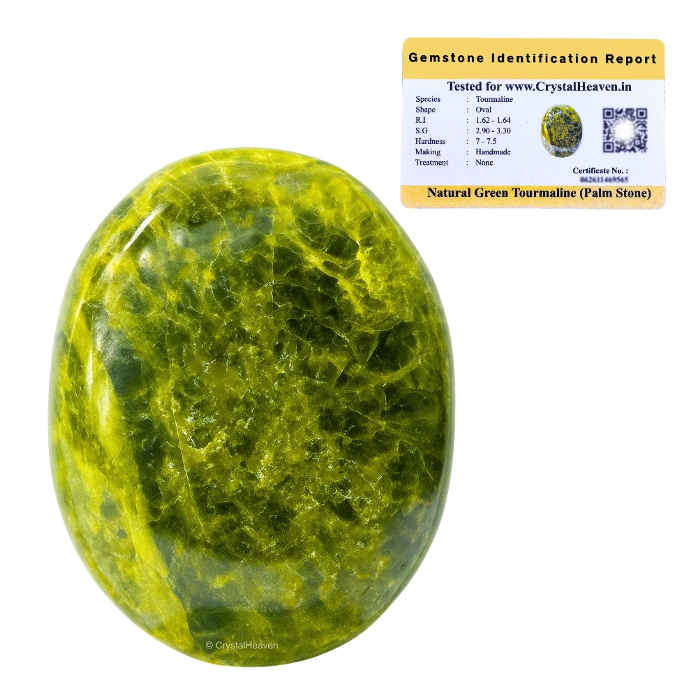 Green Tourmaline In Matrix Palm Stone