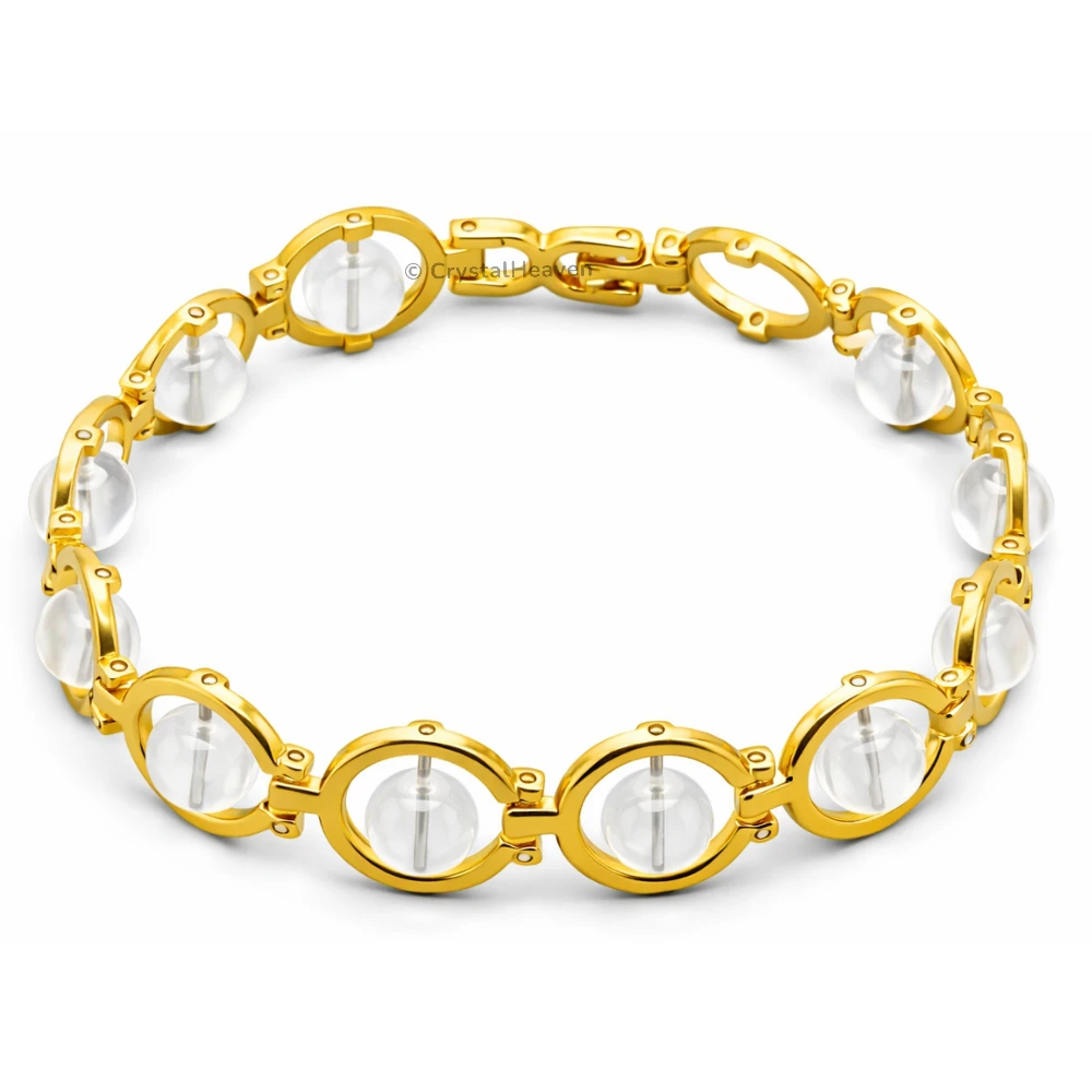 Clear Quartz Bracelet - Round Gold Chain