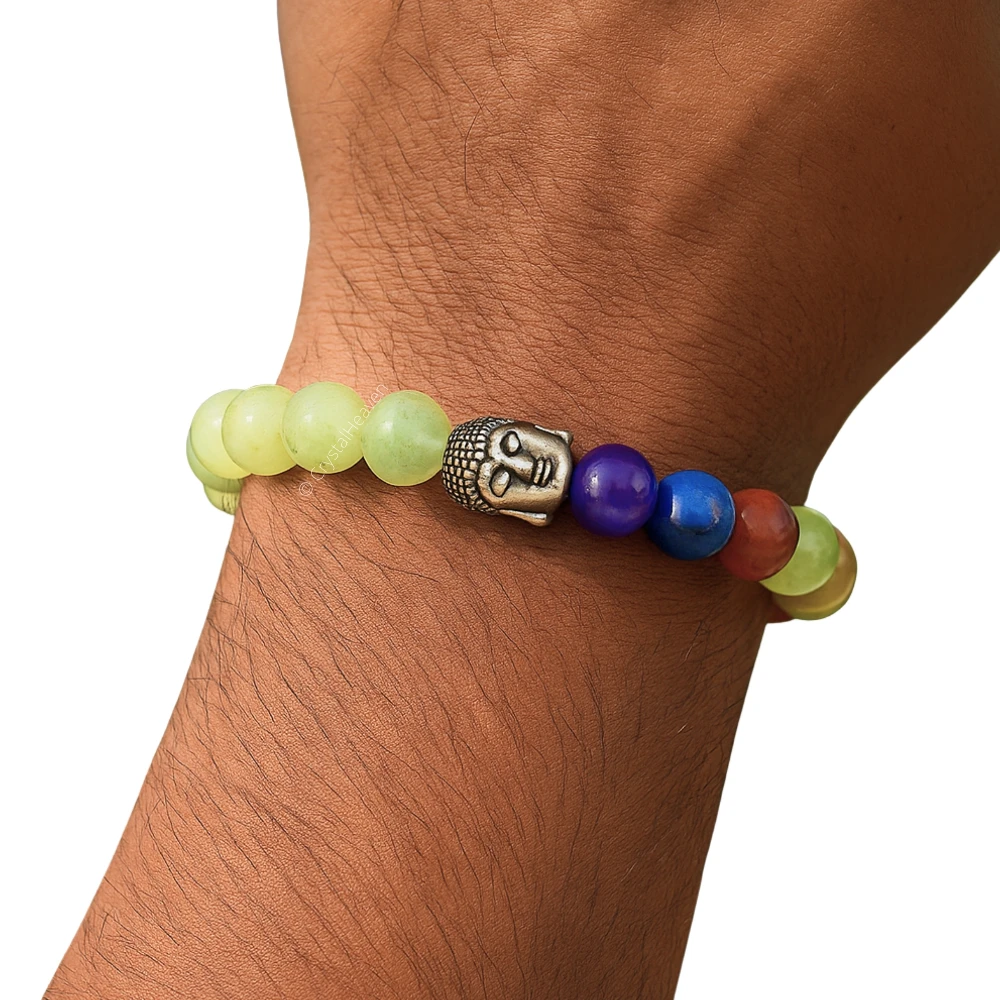 Prehnite Chakra with Buddha Bracelet (Elastic)
