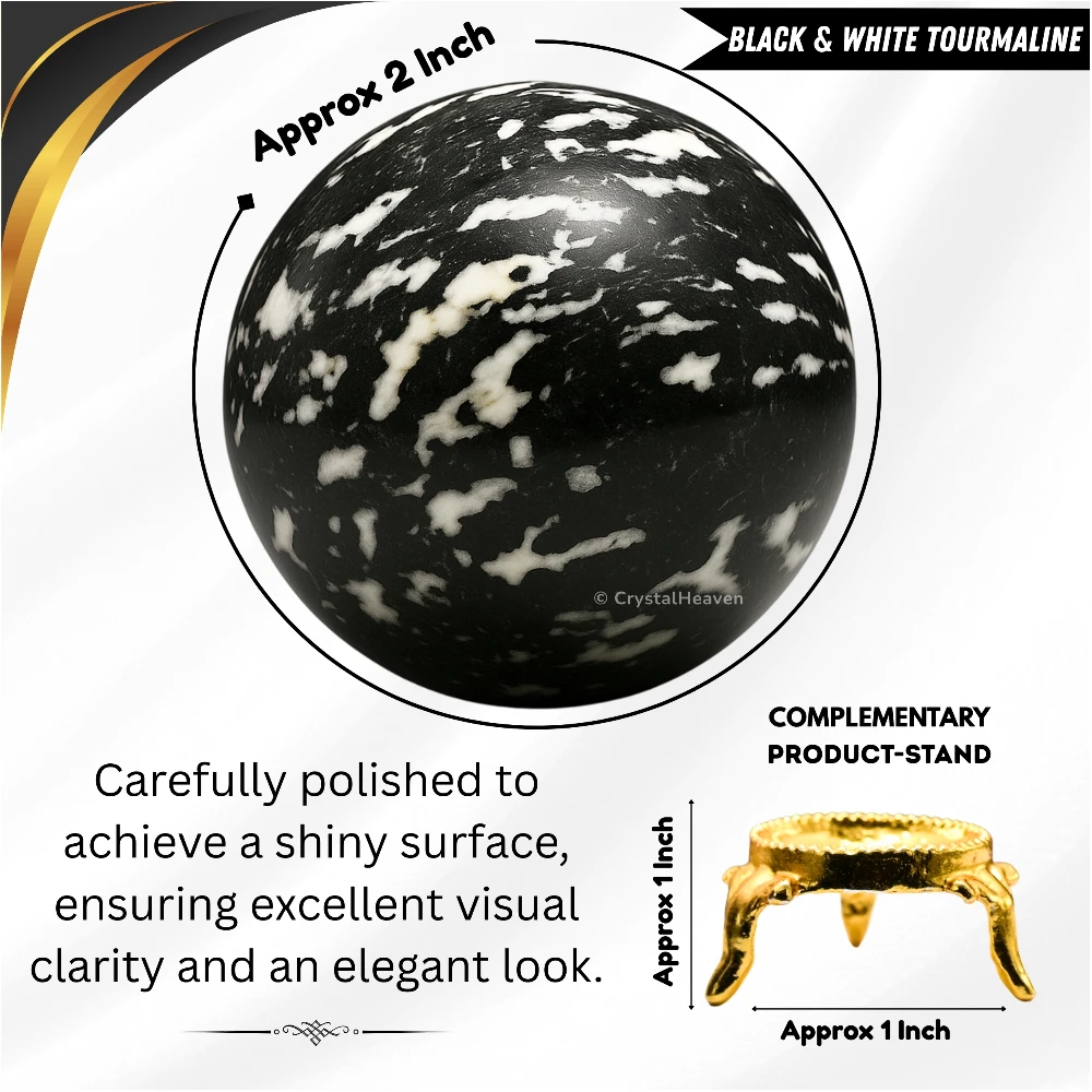 Black and White Tourmaline Sphere (2 Inch)