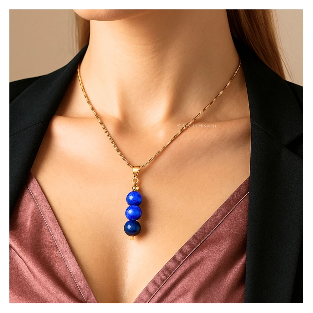 Sodalite Crystal Bead Necklace (Gold)