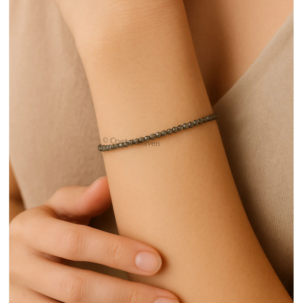 Smoky Quartz Bracelets - 2mm Faceted Beads (Gold)