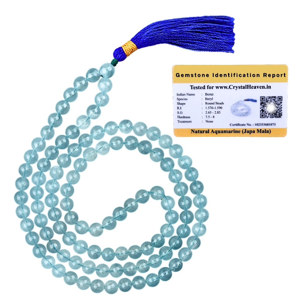 Aquamarine Japa Mala (Without Knot)