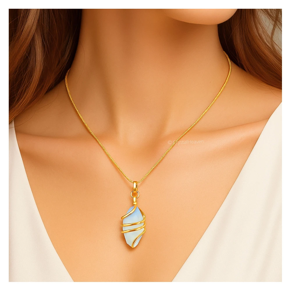 Opalite Necklace - Raw Crystal (Gold)