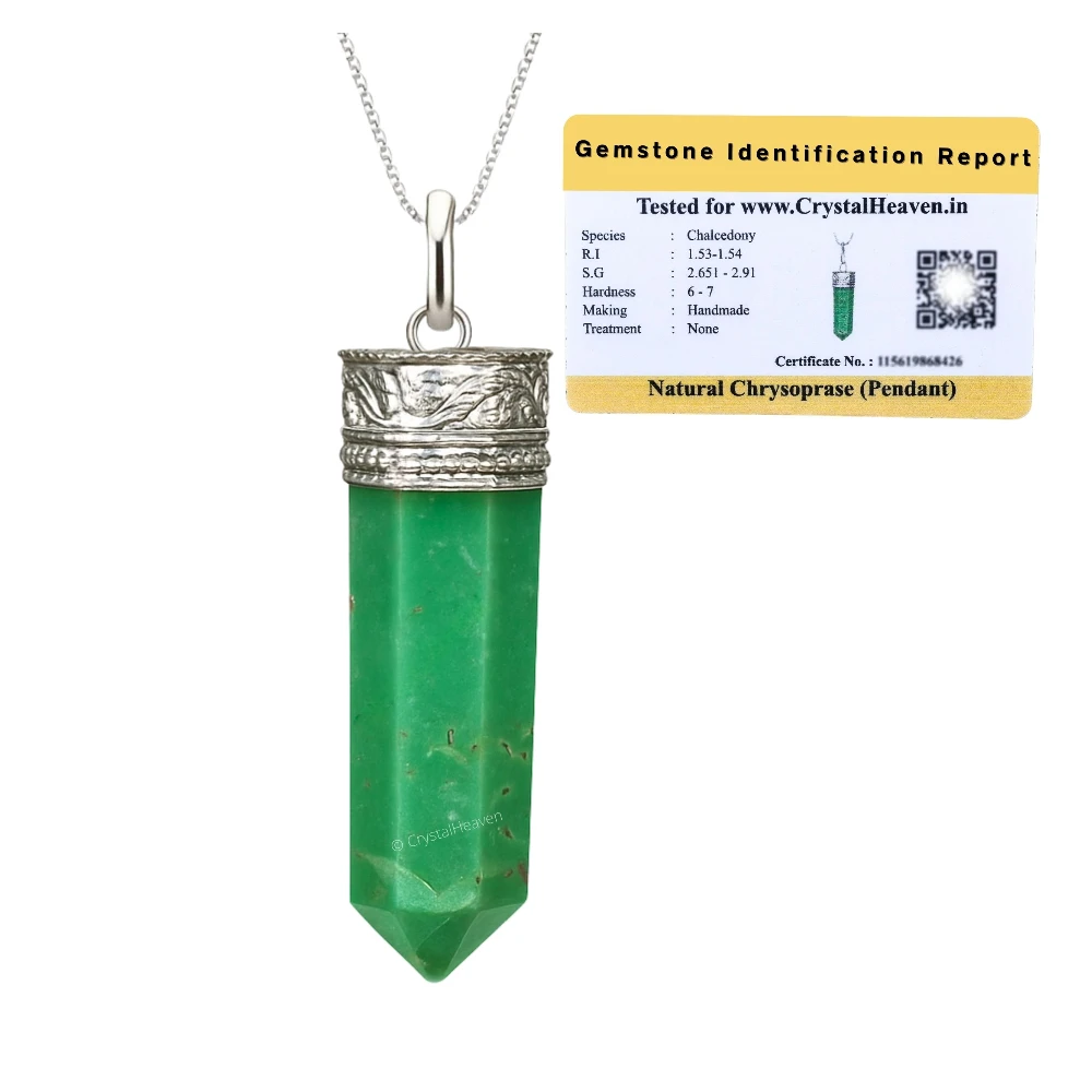 Chrysoprase Necklace - Pencil Point (Silver)