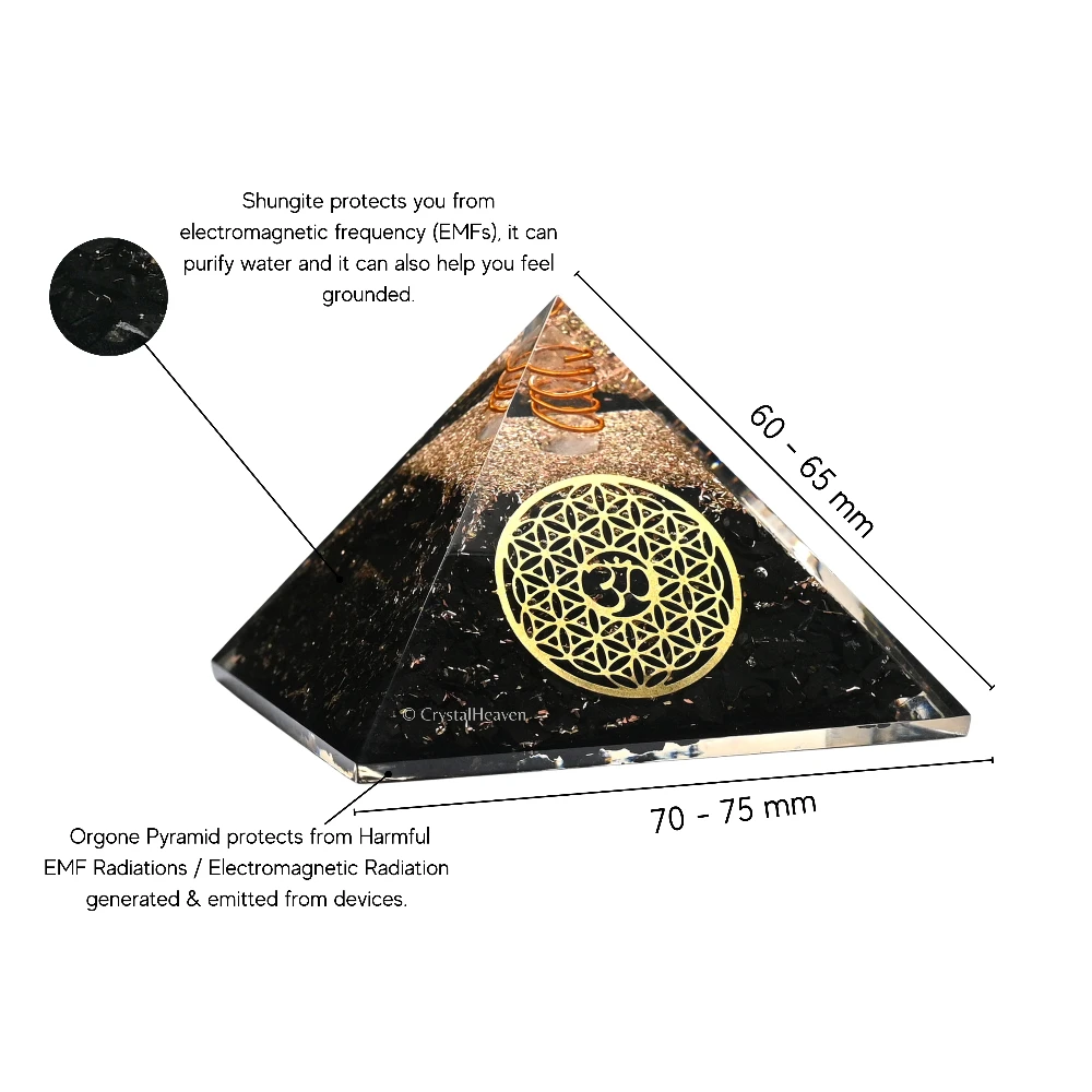 Shungite Orgone Pyramid (OM Flower Of Life)