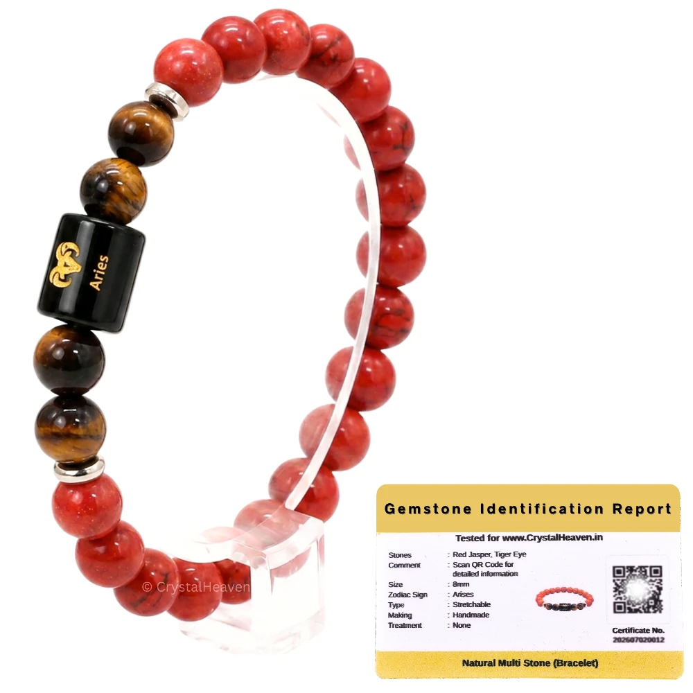 Aries Bracelet (मेष राशि) - Red Jasper & Tiger Eye (Only Bracelet)