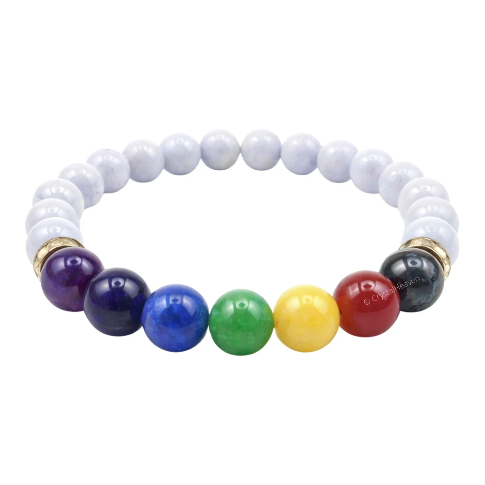 Blue Lace Agate Chakra Bracelet (Elastic)
