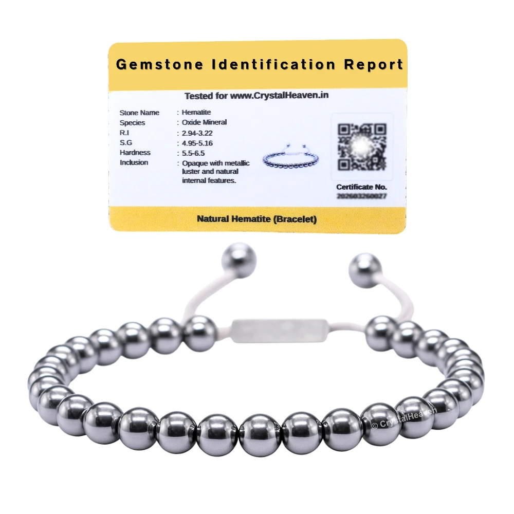 Silver Hematite Healing Crystal Bracelets - 6mm Beads (Adjustable)