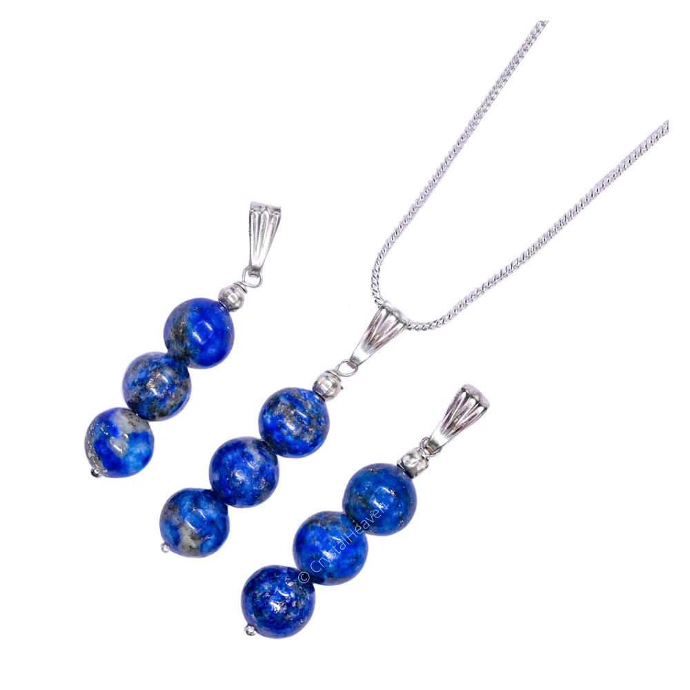 Lapis Lazuli Crystal Bead Necklace (Silver)