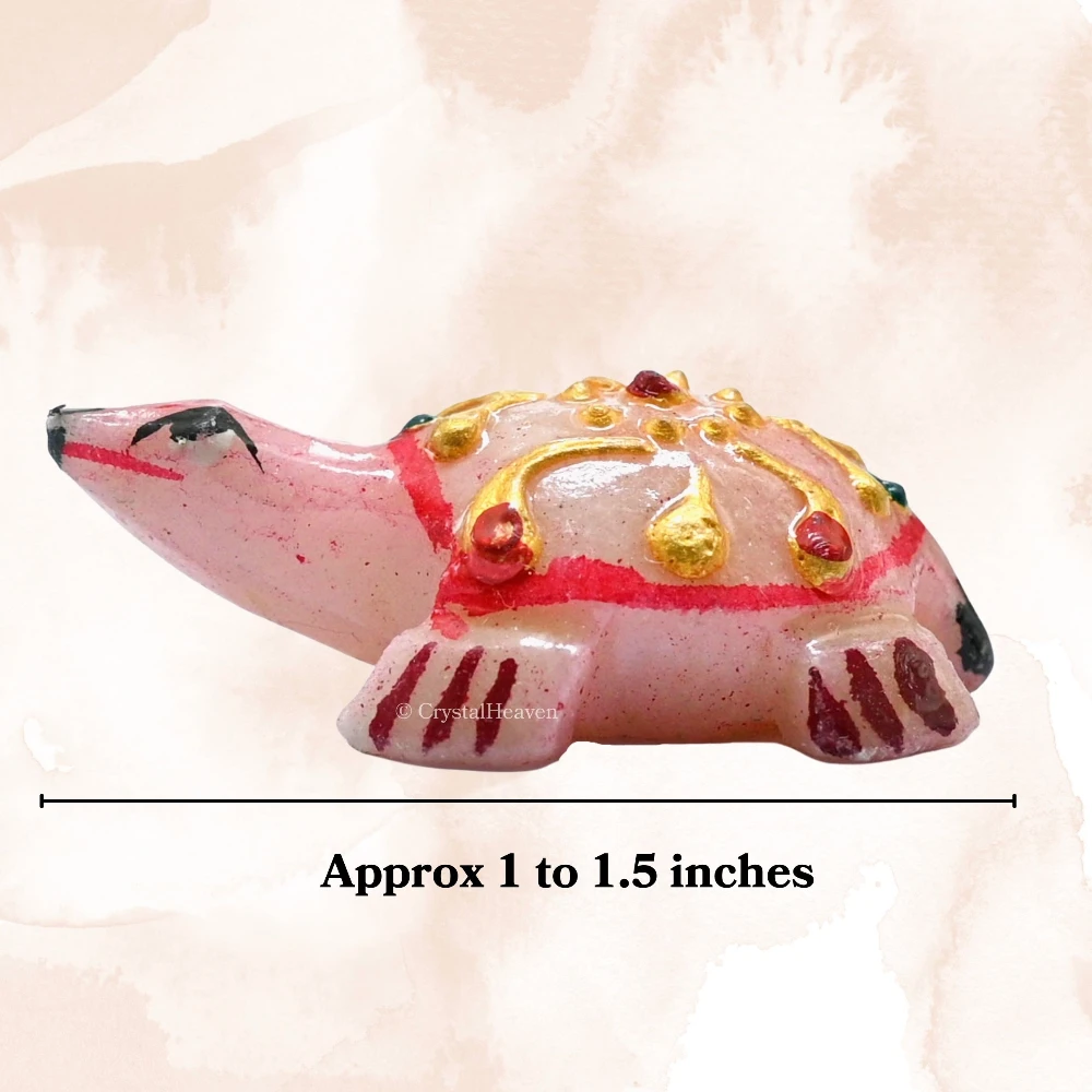 Rose Quartz Crystal Gemstone Hand Painted Tortoise (1-1.5 Inch)