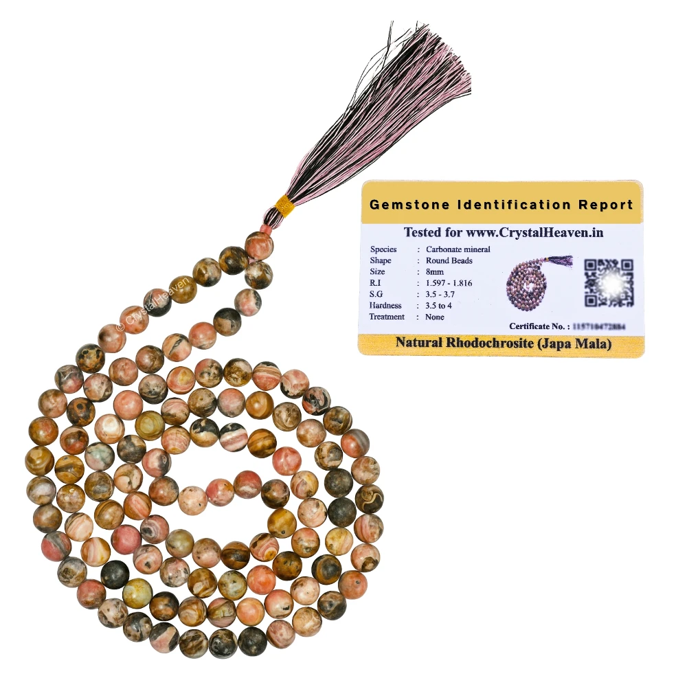 Rhodochrosite Japa Mala (Without Knot)