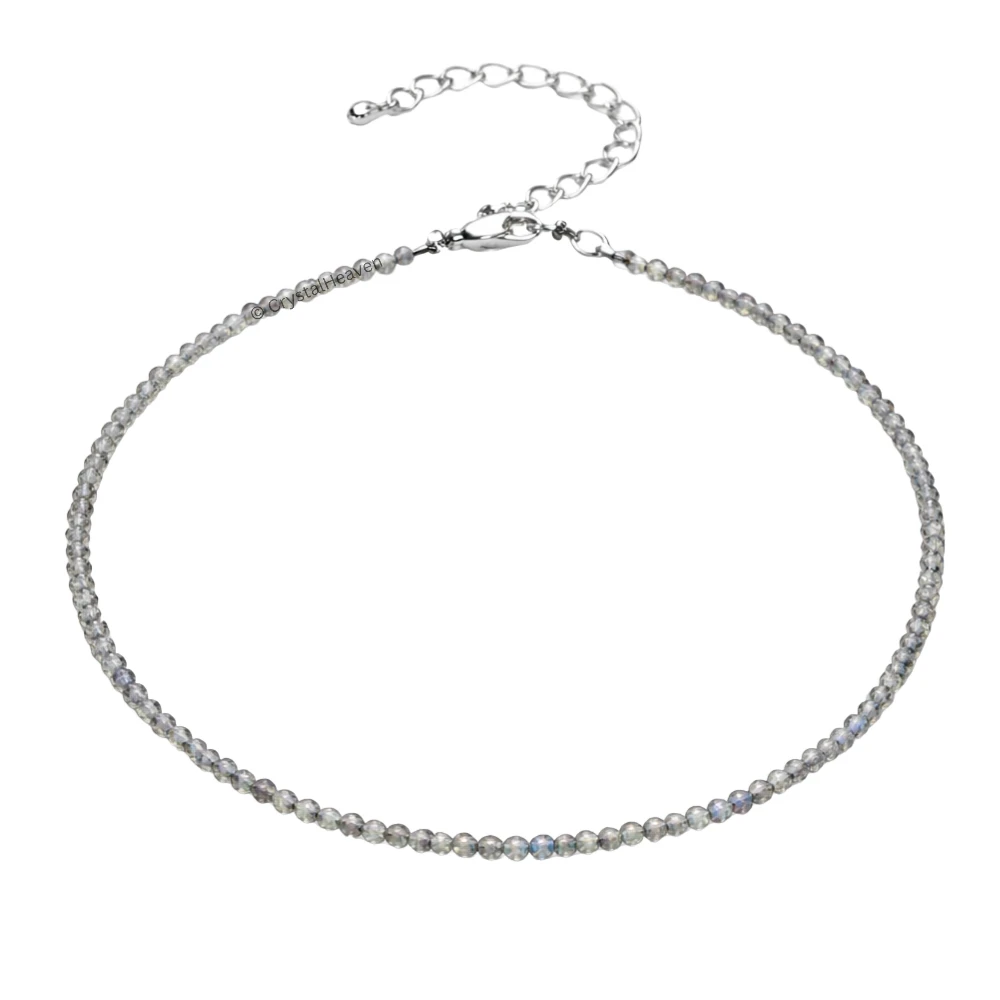 Labradorite Anklet - 2mm Faceted Beads (Silver)