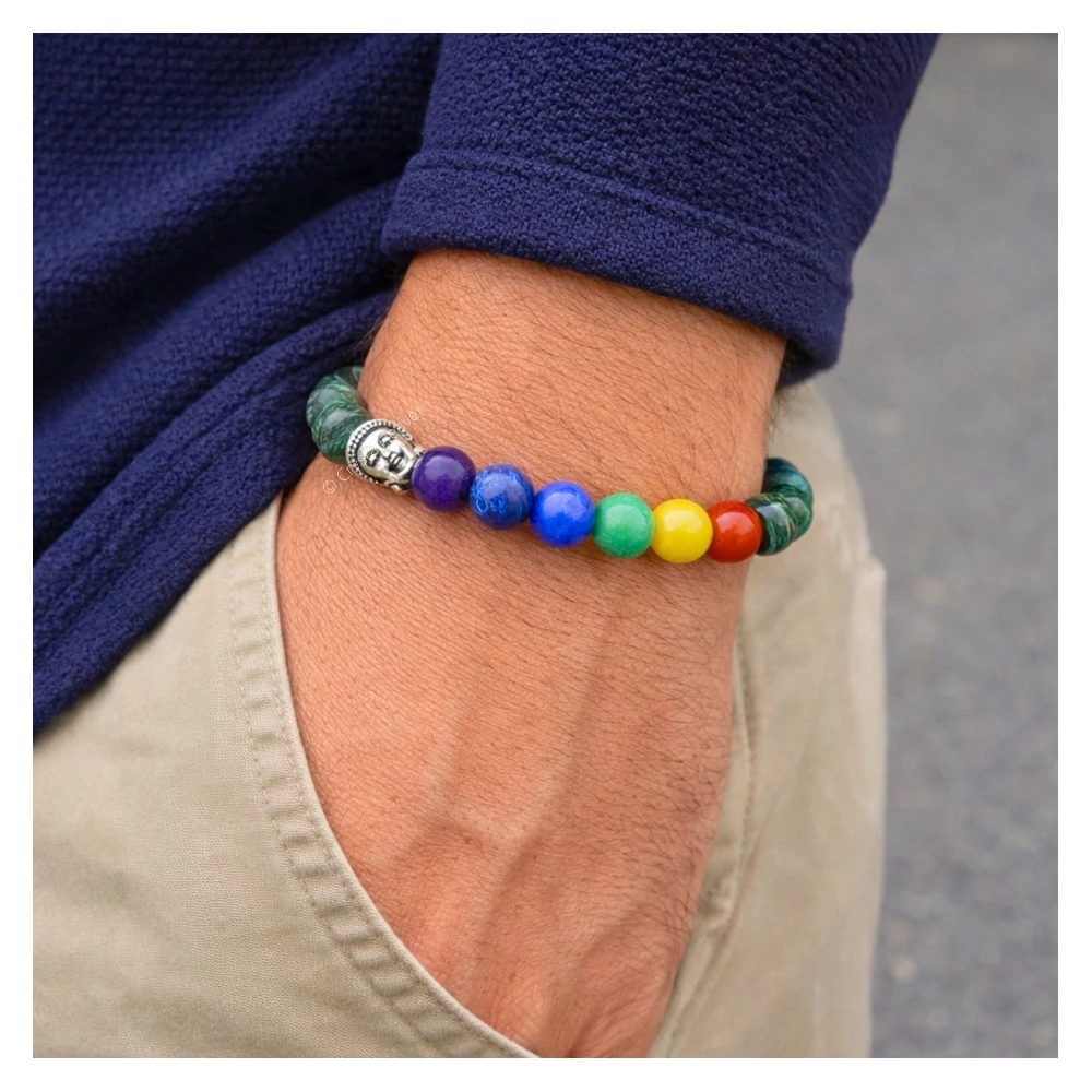 Chrysocolla Lapis Lazuli with Chakra Bracelet (Elastic)