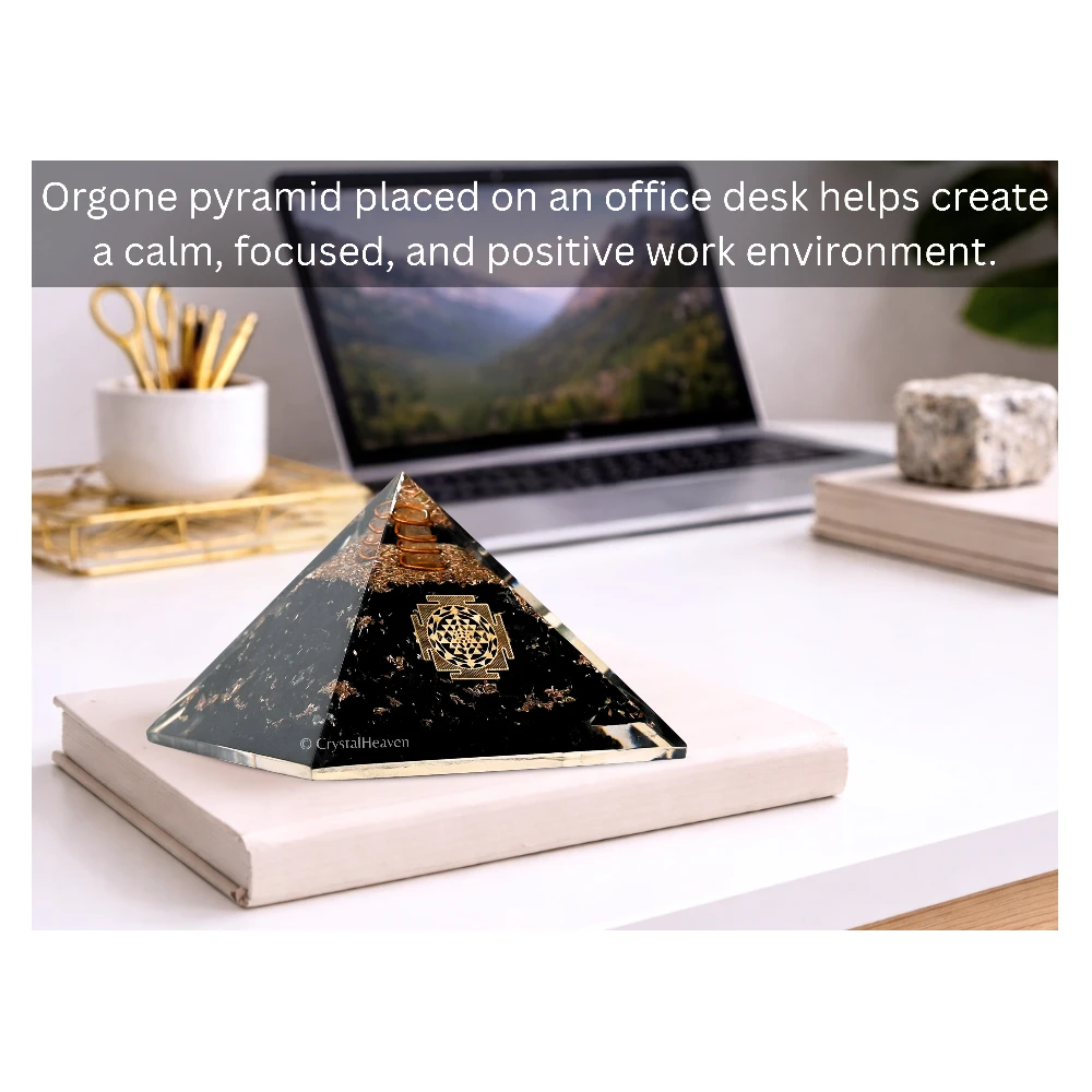 Black Tourmaline Orgone Pyramid (Small Shri Yantra)