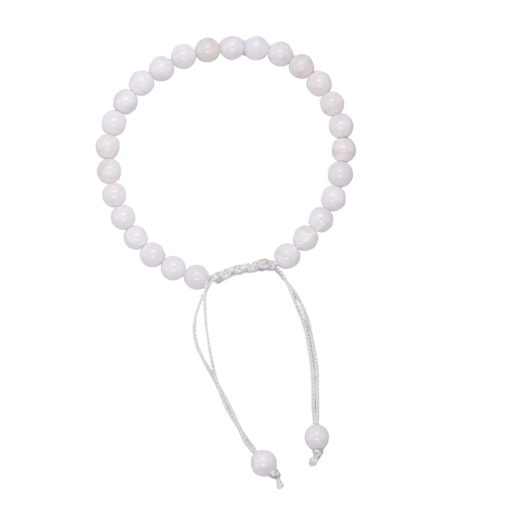 White Moonstone Healing Crystal Bracelets - 6mm Beads (Adjustable)