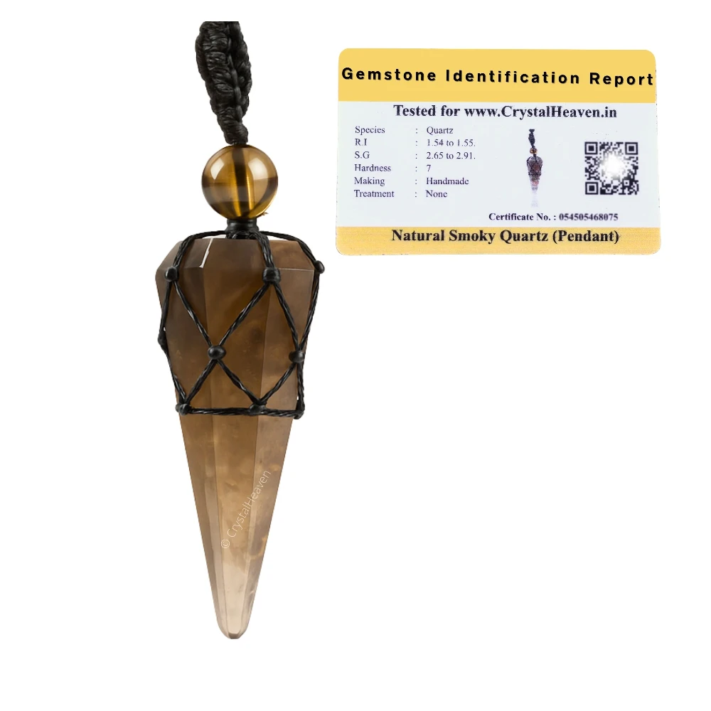 Smoky Quartz Pendulum Pendant Necklace (Macrame)