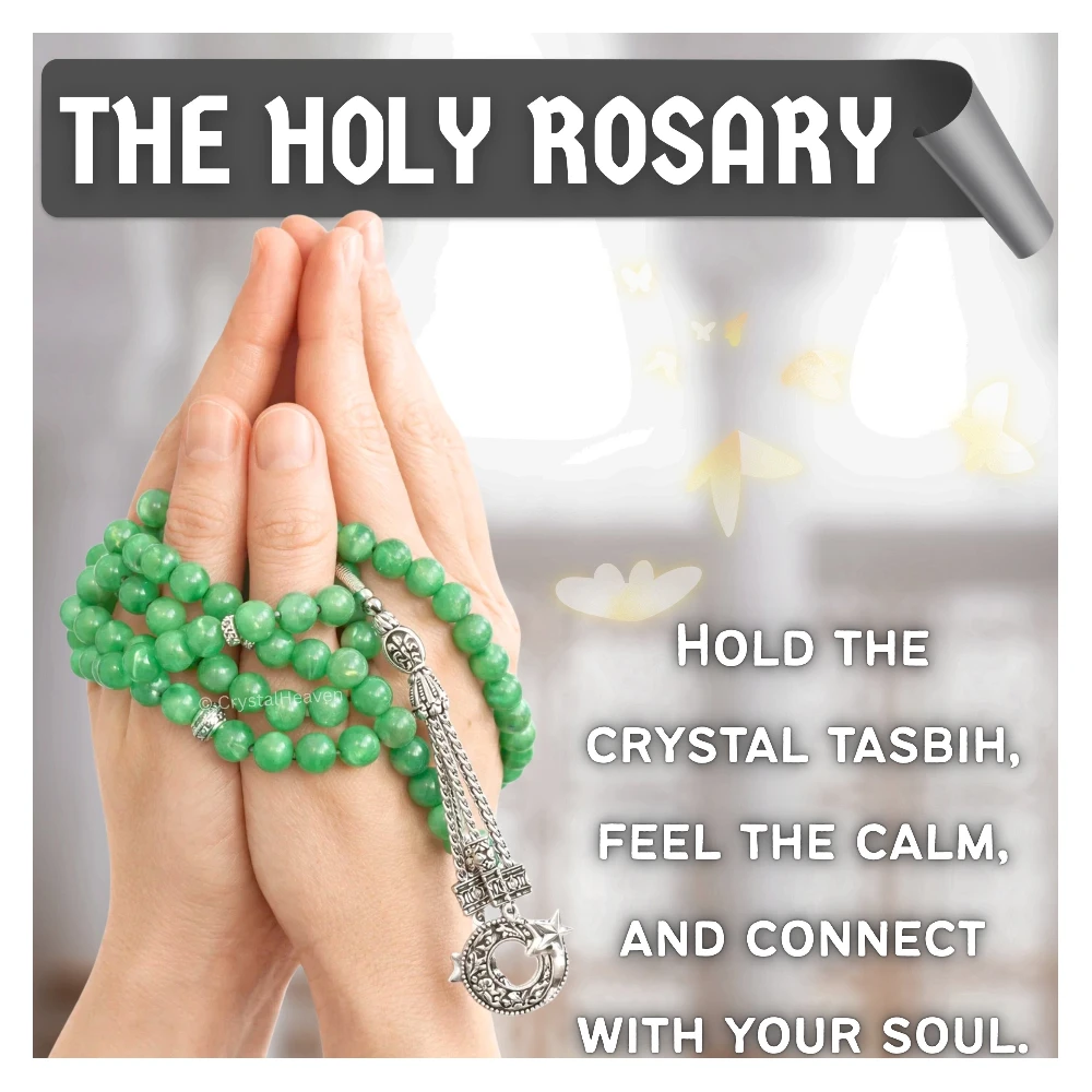 Green Aventurine Crystal Tasbih (Silver)
