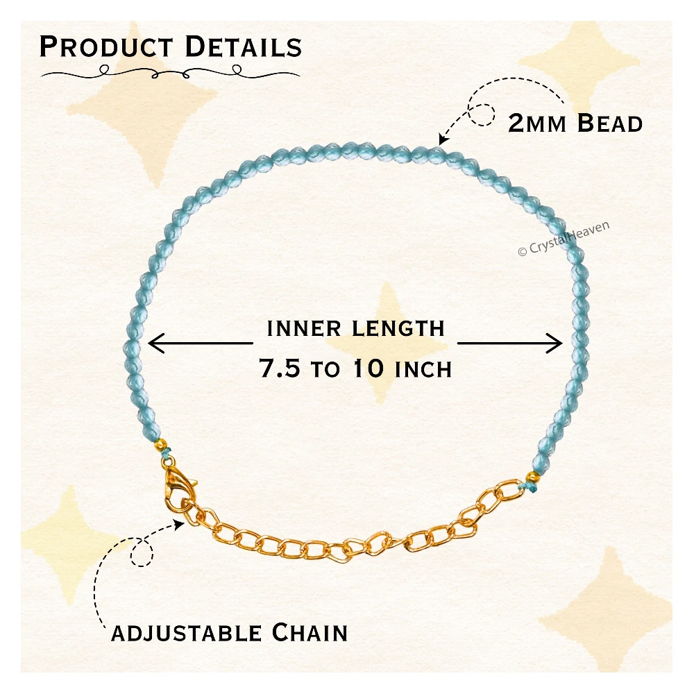 Sky Apatite Bracelets - 2mm Faceted Beads (Gold)