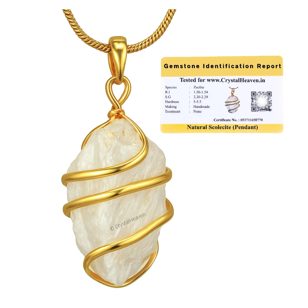 Scolecite Necklace - Raw Crystal (Gold)