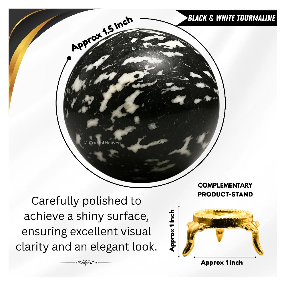 Black and White Tourmaline Sphere (1.5 Inch)