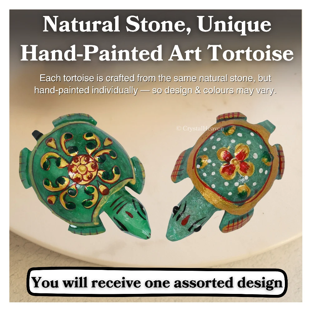 Green Aventurine Crystal Gemstone Hand Painted Tortoise (2-3 Inch)