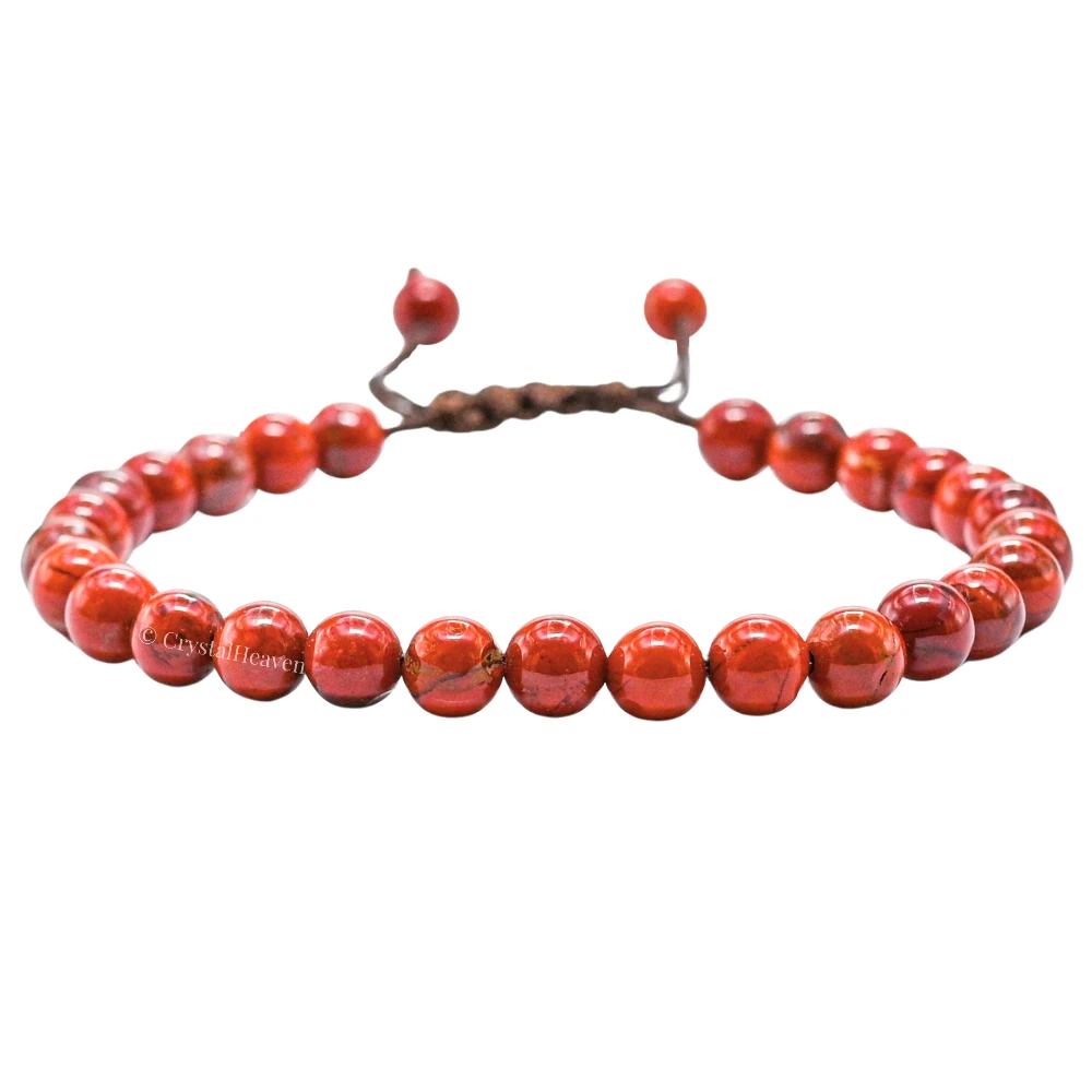 Red Jasper Healing Crystal Bracelets - 6mm Beads (Adjustable)