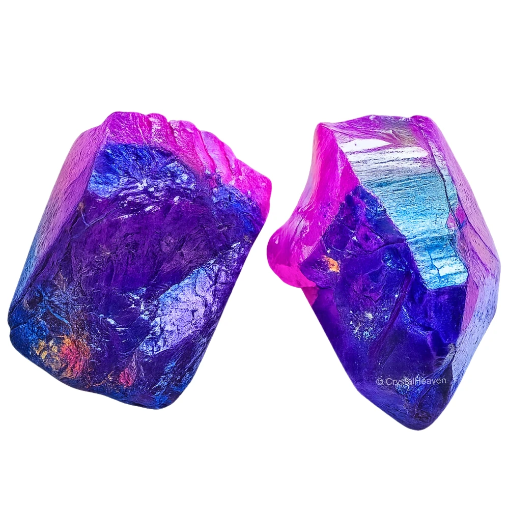 Raw Rose-Tanzine Aura Quartz Crystals (2 Pieces)