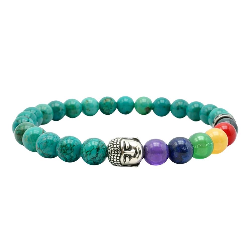 Turquoise Howlite Chakra with Buddha Bracelet (Elastic)