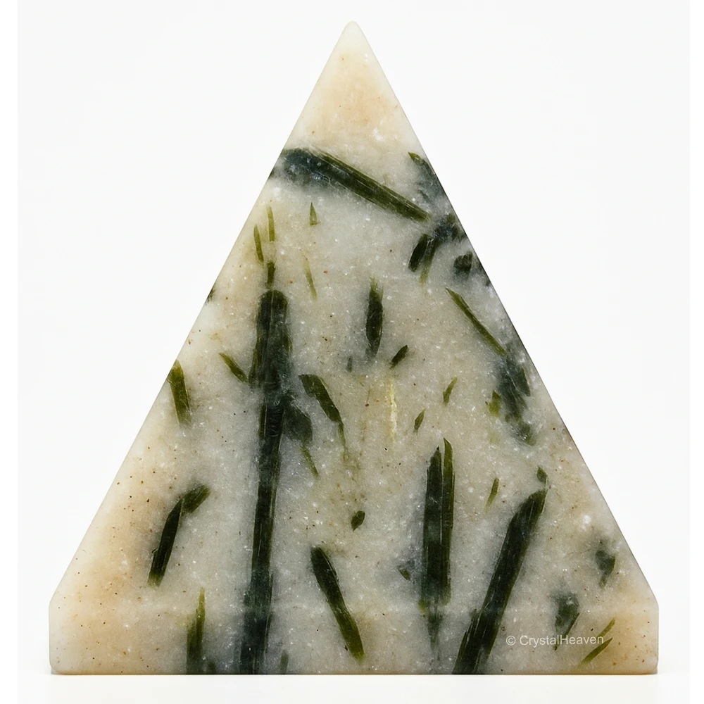 Green Tourmaline In Quartz Pyramid