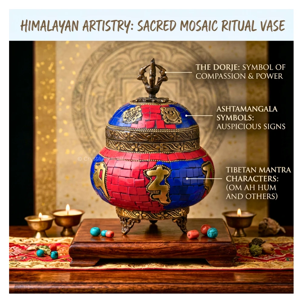 Tibetan Style Brass Decorative Container Box (662 Gram, 7 Inch)
