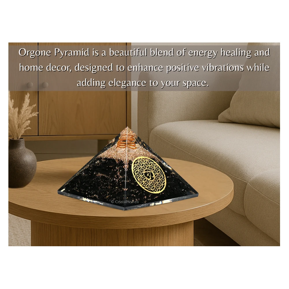 Shungite Orgone Pyramid (OM Flower Of Life)