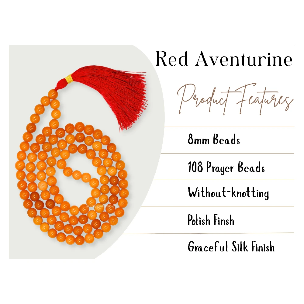 Red Aventurine Japa Mala (Without Knot)