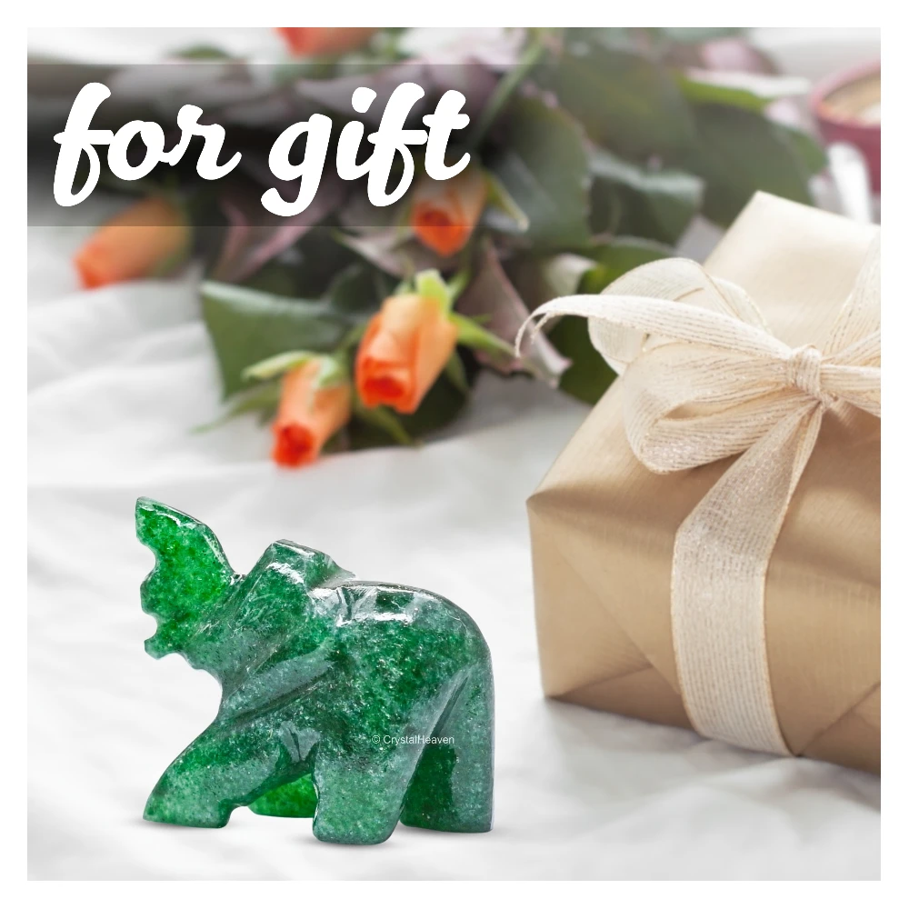 Dark Green Aventurine Crystal Elephant